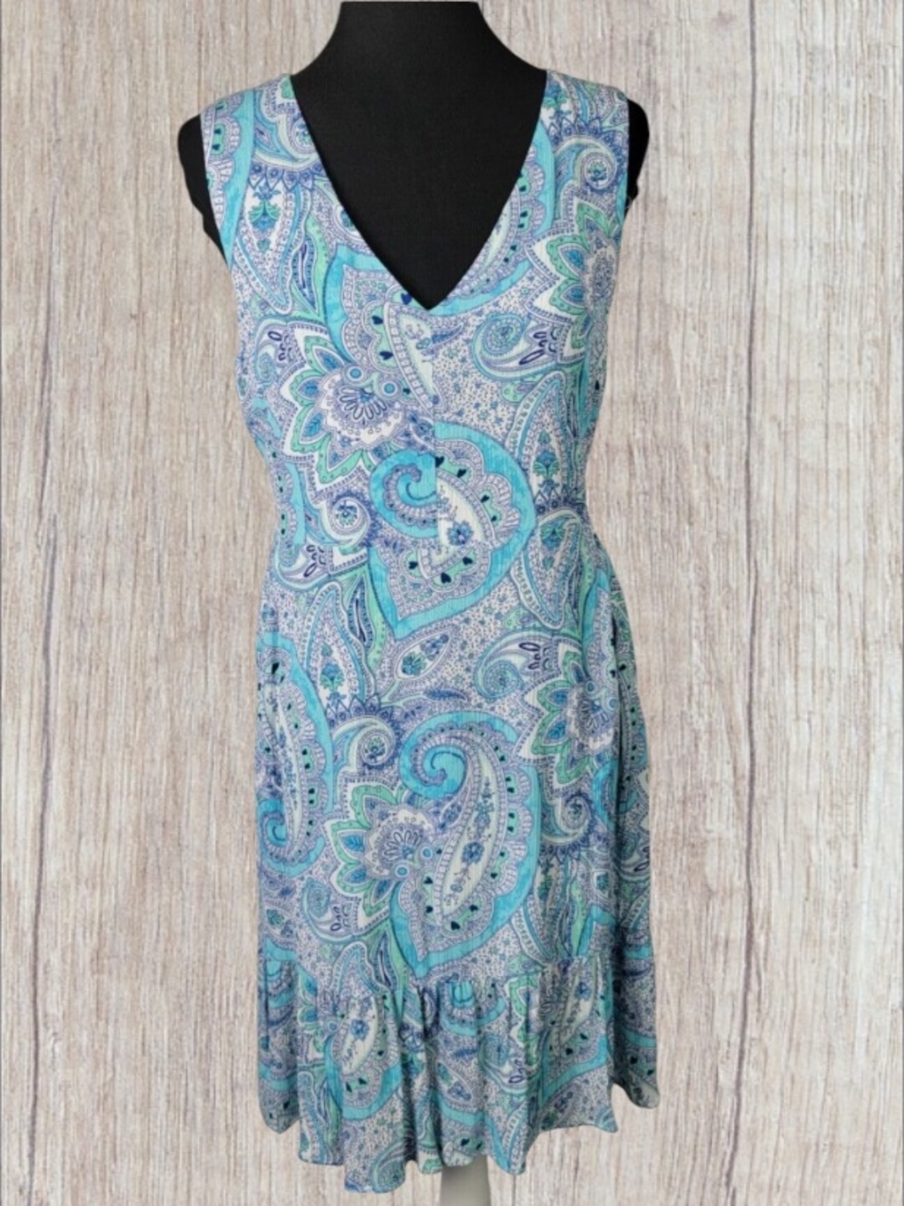 Cynthia Rowley Sleeveless Dress Blue Paisley Size 8